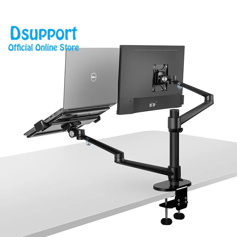 Suporte monitor de alumínio ajustável, 17-32 polegadas, altura de alumínio, suporte para laptop + 12-17 polegadas, suporte para laptop, OL-3L braço duplo