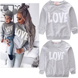親子服親子服子供服文字可愛い女の子男の子とママお父さん家族服長袖トップTシャツ - Product Image 4