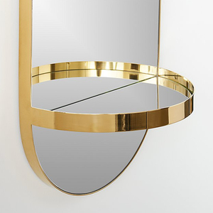 RIANHOU compressa ovale specchio con mensola del tovagliolo oro a parete in metallo cornice dello specchio decorativo per soggiorno o in bagno - Product Image 4