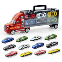 12 in 1 Modellautos aus Druckguss im Carrier Truck 1:36 Sliding Druckguss Casting Racing Alloy Car Play Set Spielzeug Fahrzeuge für Kinder