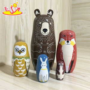 2018 venta al por mayor DIY matryoshkas 5 unids madera animial muñeca rusa para niños W06D104 - Product Image 3