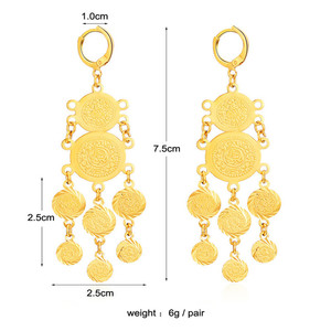 Lungo Nappa Arabo <span class=keywords><strong>Gioielli</strong></span> In Oro Placcato Orecchini Lunghi All'ingrosso - Product Image 4