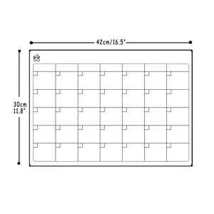 Placa de ímã de geladeira calendário personalizada, planejador mensal para quadro branco, imã de geladeira