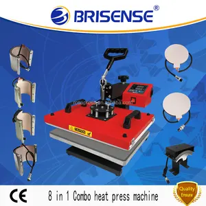 Factory Direct Sale Brisense Brand 8 in 1Multifunction Combo Heat Press Machine for Sublimation Printing T-shirt,Cap,Hat,Plate