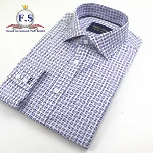 Azul oscuro cuadros oxford de gama alta a medida camisas de vestir para hombre