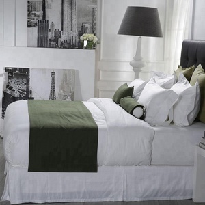 Twin Size <strong>Green</strong> Color <strong>Bed</strong> Runner and Decorative Cushion Luxury <strong>Bed</strong> <strong>Sheets</strong> - Product Image 2