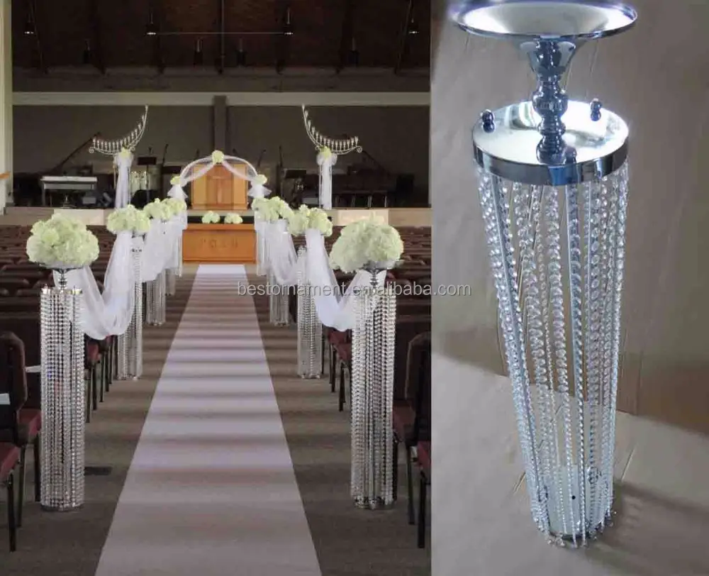 120CM / 47.2" Silver Wedding Flower Stand For Wedding Centerpiece Banquet Road Lead