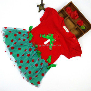 Stock short sleeve 100% cotton girl Chirsitmas dress baby Christmas costume for - Product Image 4