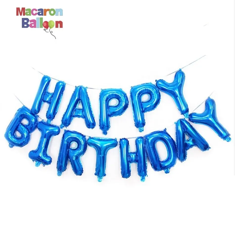 16inch Blue Happy Birthday Balloon Air Letters Alphabe Foil Balloons Kids Toy Wedding Party Birthday KBF004