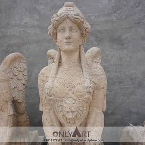 Onlyart nhà máy đá khắc tác phẩm điêu khắc nổi tiếng Ai Cập bằng đá cẩm thạch cuộc sống Kích thước tượng nhân sư cho khu vườn công cộng trang trí nội thất - Product Image 4