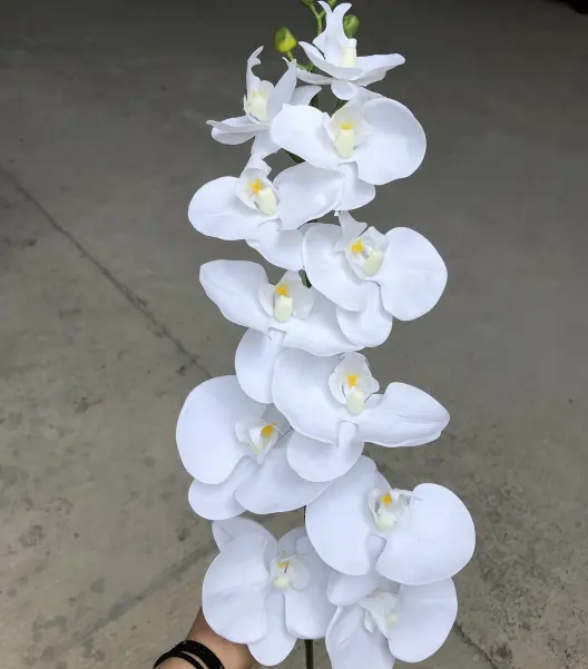 FC4002 оптовая продажа, 11 головок, латексные белые искусственные орхидеи для свадьбы