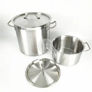 Large hotel restaurant cookware 30 liter 3 layers composite bottom stainless steel heavy duty soup bucket / stock pot