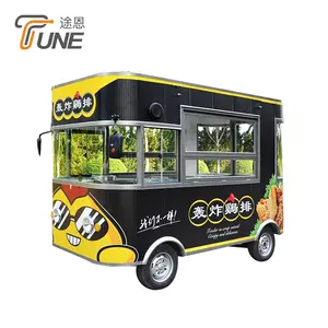 Empat Roda Mobile Electric Memanggang Trailer/Outdoor Street Kitchen Keranjang