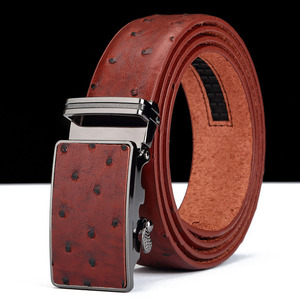 Hebilla <span class=keywords><strong>de</strong></span> cubierta <span class=keywords><strong>de</strong></span> cuero removible <span class=keywords><strong>de</strong></span> 3,5 cm <span class=keywords><strong>de</strong></span> ancho, cinturones automáticos <span class=keywords><strong>de</strong></span> cuero genuino a rayas <span class=keywords><strong>de</strong></span> <span class=keywords><strong>avestruz</strong></span>, personalizados - Product Image 2