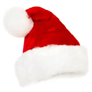 Promotion Gift 2019 New Baby Christmas Cap With PomPom OEM Custom LOGO Cute Cheap Soft Toy Plush Christmas Santa Claus Hat