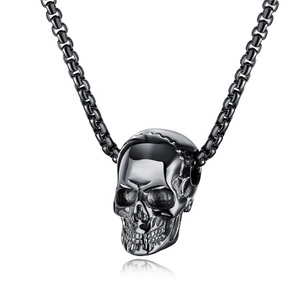 Punk Rock Horrible the <span class=keywords><strong>Deathly</strong></span> <span class=keywords><strong>Hallows</strong></span> Joyería de acero inoxidable Collar con colgante de calavera personalizado - Product Image 1