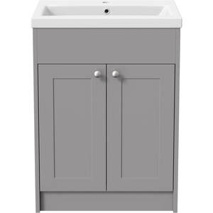 Mueble de Baño Tradicional Gris de 600 mm con Lavabo, Mueble de Almacenamiento - Product Image 4