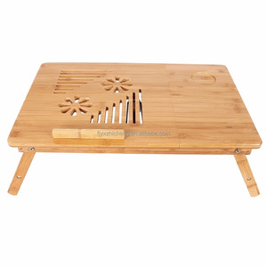 Wholesale Eco-Friendly Foldable Adjustable Bamboo Laptop <strong>Desk</strong> with Storage Drawers <strong>Compact</strong> Laptop Table for Home Office - Product Image 3