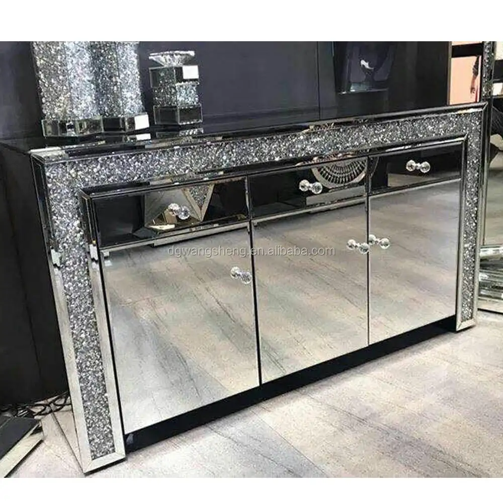 Модный дизайнерский декоративный зеркальный шкаф с кристаллами и стразами