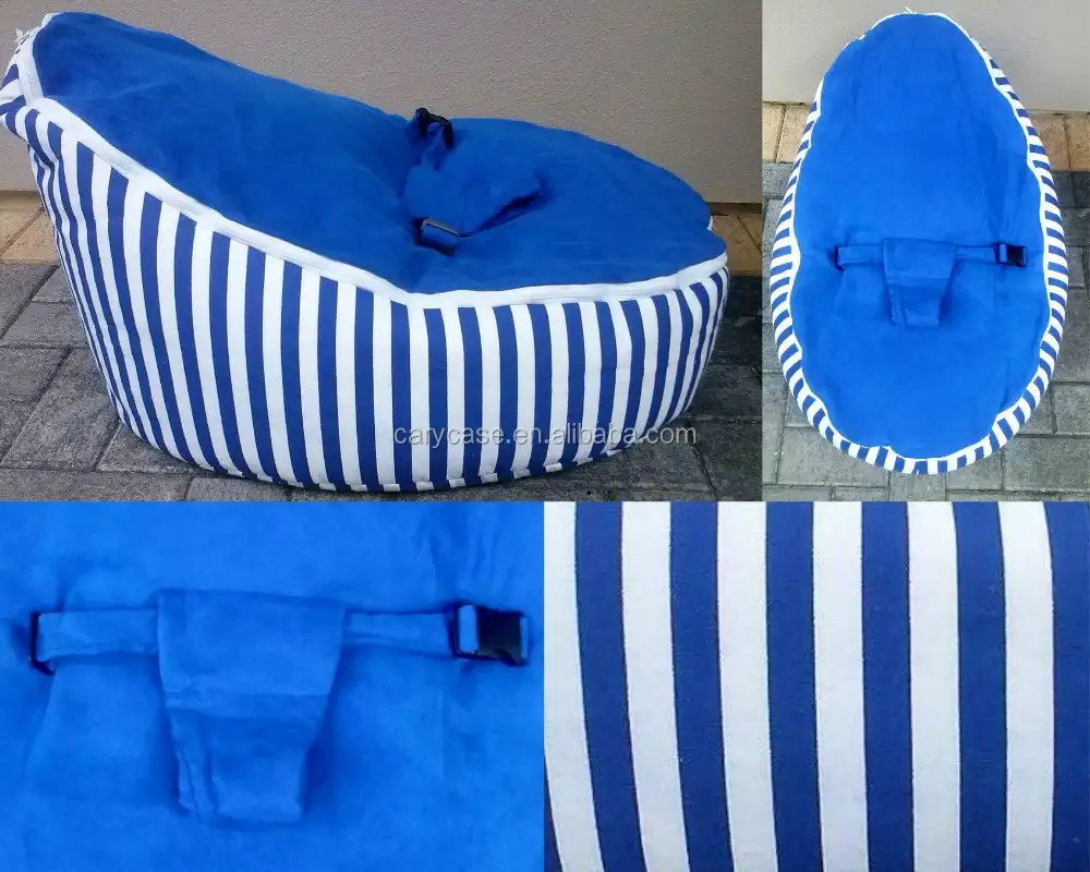 מושב שקית שעועית ילדים-דפוס פס כחול נייד חדשה מקלחת תינוק פעוט תינוק מיטת פוף