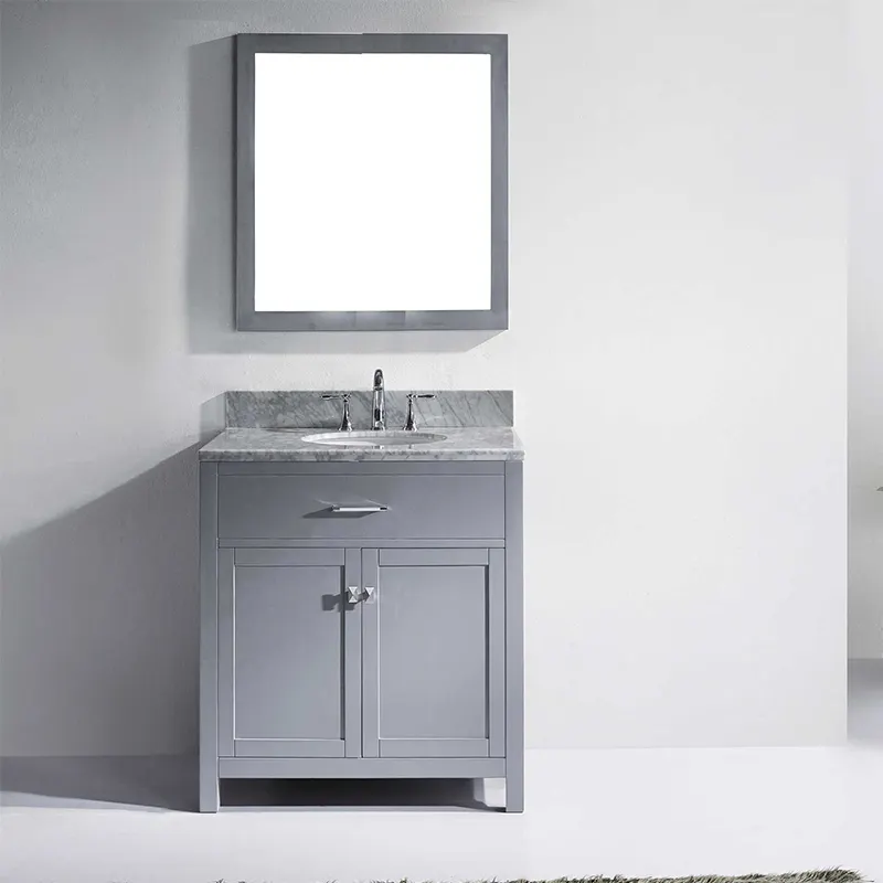 Nouveau modèle de vanité de salle de bain en bois de base grise de 30 pouces utilisée pour les meubles de salle de bain