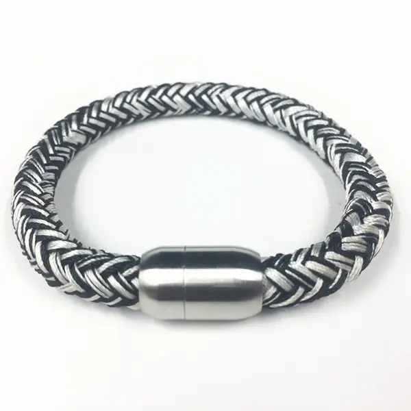 Pulsera de acero inoxidable con cierre magnético para hombre, brazalete hecho a mano, joyería