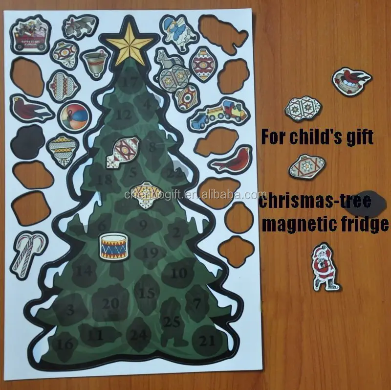 Feuille de puzzle d'aimant de réfrigérateur d'arbre de Noël de souvenir, puzzle d'arbre de Noël d'enfants, aimant de réfrigérateur