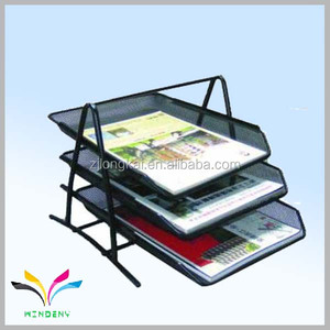 Organizador de Escritorio de Malla Metálica Negra de 3 Niveles para Oficina y Escuela, <span class=keywords><strong>Bandeja</strong></span> para <span class=keywords><strong>Documentos</strong></span>, Organizador de Escritorio con <span class=keywords><strong>Bandeja</strong></span> de Malla Individual - Product Image 4