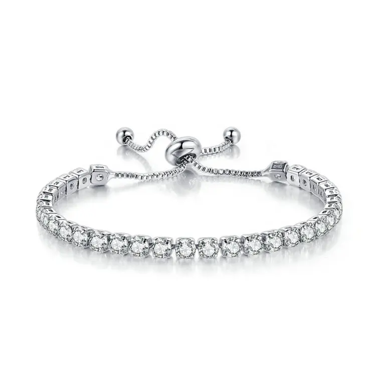 Fashion Jewelry 18 18k Rose/White Gold Chain Round Shape 4ミリメートルCZ Cubic Zirconia Diamond Adjustable Tennis Bracelets For Women H133-M
