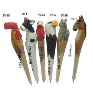 Qualité créative en bois sculpté à la main à bille pour animaux pennovelty stylos peut être utilisé comme cadeaux