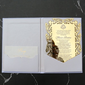 Inviti di Lusso Personalizzati in Acrilico Specchiato Oro Rosa, Libretto con Copertina Rigida in Velluto <span class=keywords><strong>per</strong></span> Matrimoni e Compleanni a Prezzo di Fabbrica - Product Image 2