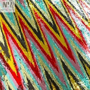 Nanyee Textile Shaoxing NEW Rainbow Wave Cluster Black Red Sequin Zigzag Fabric