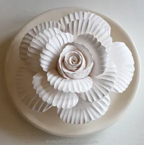 Penyebar Aroma Bunga Keramik Wangi Rumah/Mobil, Bentuk Bunga Peony Buatan Tangan dengan Piring Keramik