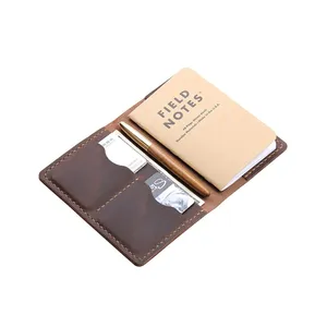 Field Notes Leather Journal Planner With Embossed Logo, Card Inserts, Lined Paper And Pen For Company Customize Gifts Notebook