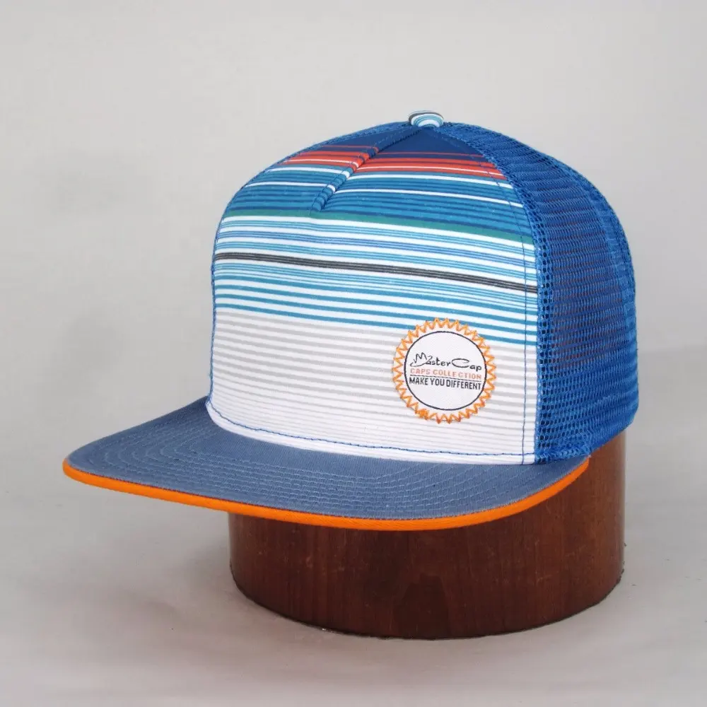 Espuma de alta calidad factura plana de malla de logotipo personalizado gorra de camionero sombrero del Snapback Cap 5 panel de sombrero Unisex de carácter