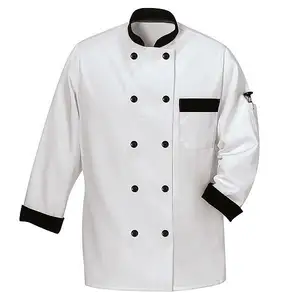 白色厨师外套，棉质斜纹布