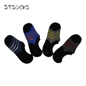 Odor Resistant Pack Thick Casual Non Slip Invisible Loafer No Show Soft Cotton Socks With Stripe