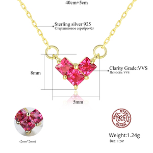 Czcity Sterling Zilver 925 Hanger Sieraden <span class=keywords><strong>Ruby</strong></span> En Emerald Crystal Charm Hart Ketting - Product Image 2