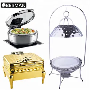 Commercial hospitality equipment supplies stainless steel chaffing dish food warmer hotpot buffet serving trays with burners