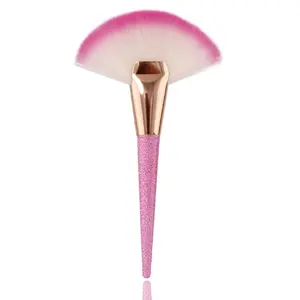 New Arrival Single Big Fan Brush 1Piece Pink Fan Brush Synthetic Hair Brush With OEM Logo/Private Label