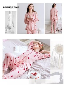 Venta al por mayor camisón de pijamas de satén largo Sleeves100 % de algodón de las mujeres ropa de dormir - Product Image 4