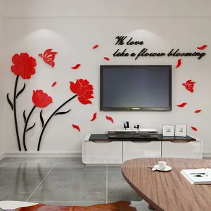 Miếng Dán Tường Hoa 3D Acrylic Miếng Dán Hoa Phòng Ngủ Giường Phòng Trang Trí Tường