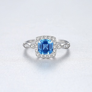 <span class=keywords><strong>Anello</strong></span> CZCITY in Argento Sterling 925 con Gemma Sintetica Quadrata Blu Brillante per Donne, <span class=keywords><strong>Anello</strong></span> di Lusso per Fidanzamento e Matrimonio - Product Image 6