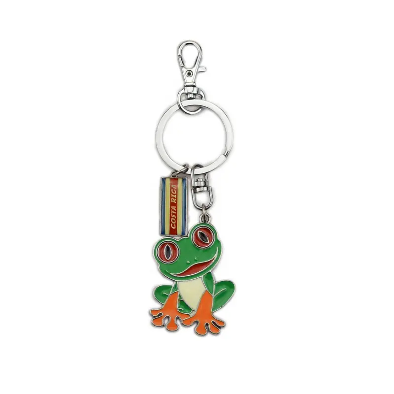 Customized Costa Rica Tourist Souvenir Keyring Frog Metal Key Chain