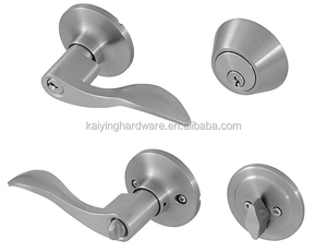 US15 Satin Nickel Xi Lanh Duy Nhất Chốt Cửa Kết Hợp Thiết Lập Sóng Phong Cách Đòn Bẩy Cửa Phía Trước Núm Nhập Leverset Lockset Key Mở Khóa - Product Image 2