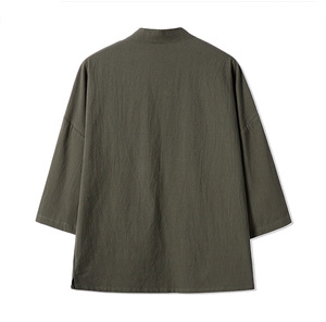 <span class=keywords><strong>Camicia</strong></span> <span class=keywords><strong>giacca</strong></span> stile Kimono in lino manica <span class=keywords><strong>lunga</strong></span> da uomo OEM - Product Image 2