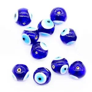 Turkish lampwork loose round blue eye glass beads