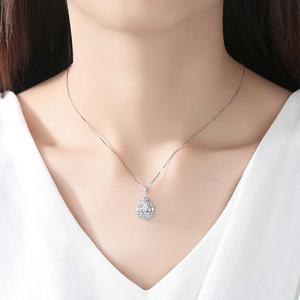 CZCITY 925 in argento Sterling <span class=keywords><strong>collana</strong></span> per le donne bianco CZ <span class=keywords><strong>zaffiro</strong></span> ciondolo a forma di goccia d'acqua per matrimoni <span class=keywords><strong>e</strong></span> feste - Product Image 3
