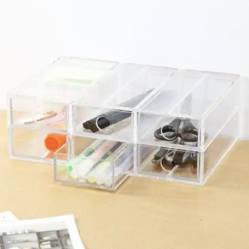 6 drawers clear acrylic stationery holder pen holder acrylic cosmetic organizer