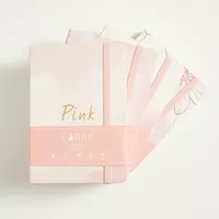 Cuaderno de cuadrícula de cubierta rosa con Bolígrafo De Metal, juego de caja de regalo de lujo, cuaderno de papel rosa